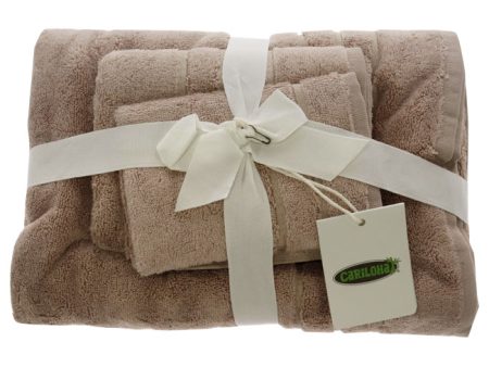 Cariloha Bamboo Bath Towel Set - Blush by Cariloha for Unisex - 3 Pc Bath Towel, Hand Towel, Washcloth For Sale