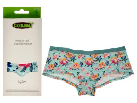 Cariloha Bamboo Boyshort Briefs - Aqua Floral by Cariloha for Women - 1 Pc Underwear (L) For Discount