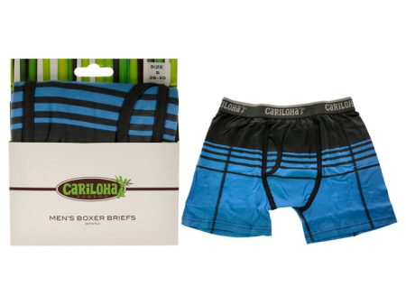 Cariloha Bamboo Boxer Briefs - Caribbean Blue Stripe by Cariloha for Men - 1 Pc Boxer (S) For Cheap