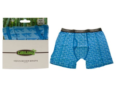 Cariloha Bamboo Boxer Briefs - Caribbean Blue Wave by Cariloha for Men - 1 Pc Boxer (XL) For Sale