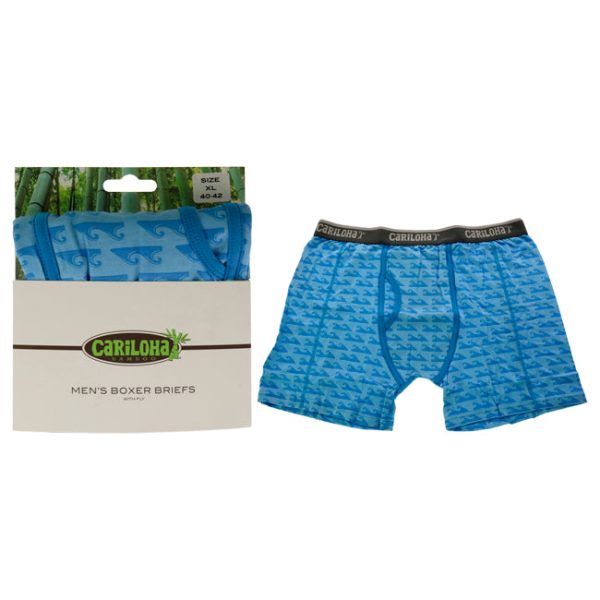 Cariloha Bamboo Boxer Briefs - Caribbean Blue Wave by Cariloha for Men - 1 Pc Boxer (XL) For Sale