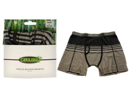 Cariloha Bamboo Boxer Briefs - Shoreline Gray Stripe by Cariloha for Men - 1 Pc Boxer (L) Hot on Sale