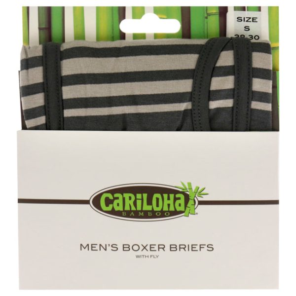 Cariloha Bamboo Boxer Briefs - Shoreline Gray Stripe by Cariloha for Men - 1 Pc Boxer (S) Sale