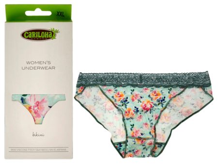 Cariloha Bamboo Lace Bikini - Aqua Floral by Cariloha for Women - 1 Pc Underwear (2XL) For Cheap