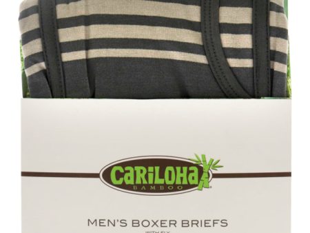 Cariloha Bamboo Boxer Briefs - Shoreline Gray Stripe by Cariloha for Men - 1 Pc Boxer (XL) For Sale