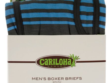 Cariloha Bamboo Boxer Briefs - Caribbean Blue Stripe by Cariloha for Men - 1 Pc Boxer (L) Supply