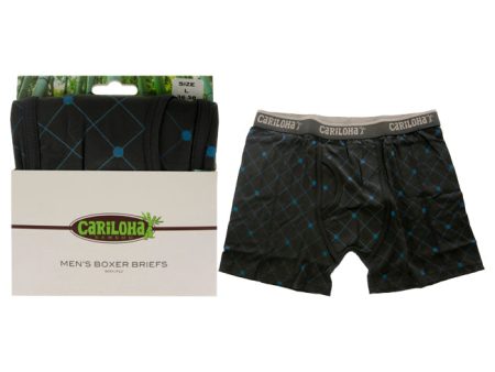 Cariloha Bamboo Boxer Briefs - Carbon Argyle by Cariloha for Men - 1 Pc Boxer (L) For Cheap